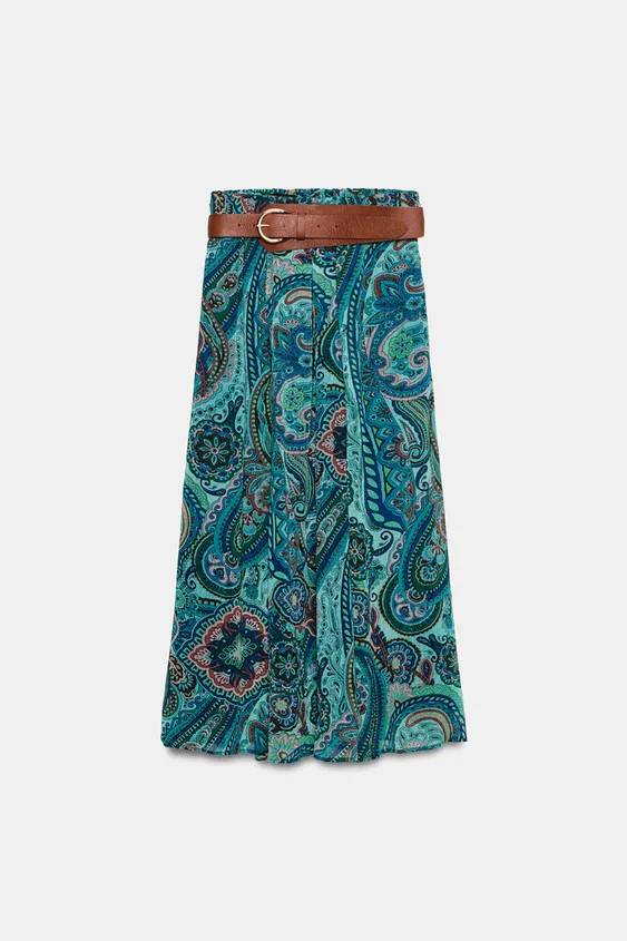 Model height: 183 cmLong skirt featuring an elastic waistband and a belt. Lined interior. | Zara UK