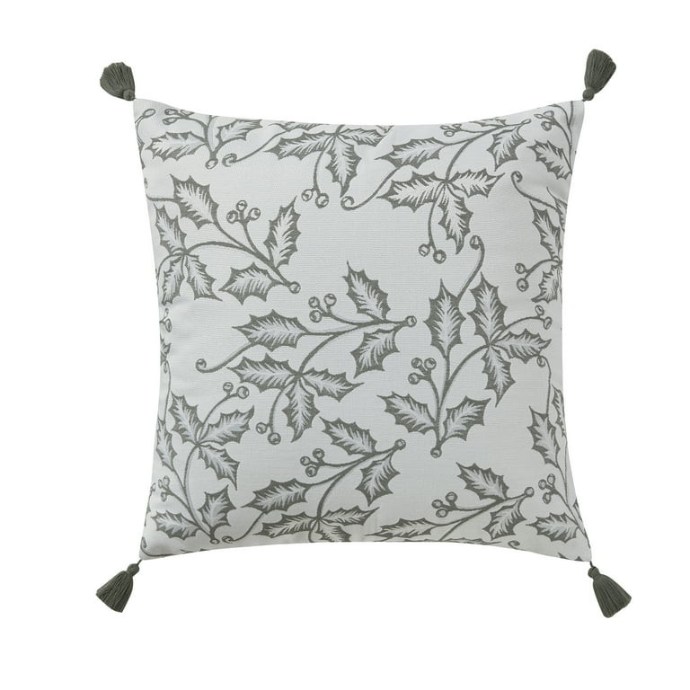 My Texas House Holly 20" x 20" Reversible Green Tassel Decorative Pillow Cover | Walmart (US)