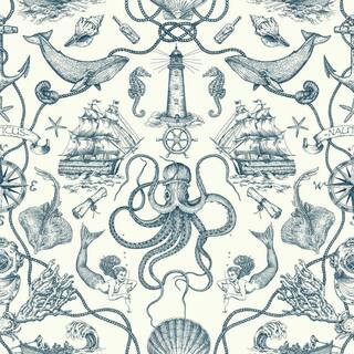 RoomMates Deep Sea Toile Peel and Stick Wallpaper (Covers 28.18 sq. ft.) RMK12002WP | The Home Depot