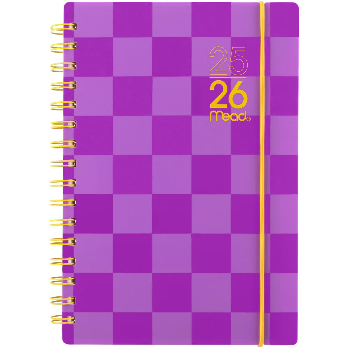 Mead 8.72"x6.02" 2025-2026 Small Color Pop Purple Check Planner | Target