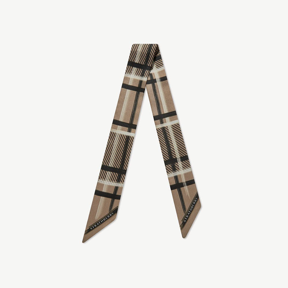 Silk Skinny Scarf - Clay Tartan | Strathberry