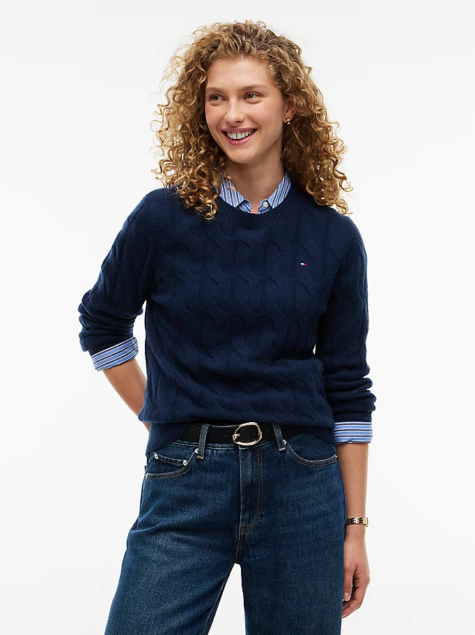 Pure Wool Chain Cable Knit Jumper | Tommy Hilfiger UK