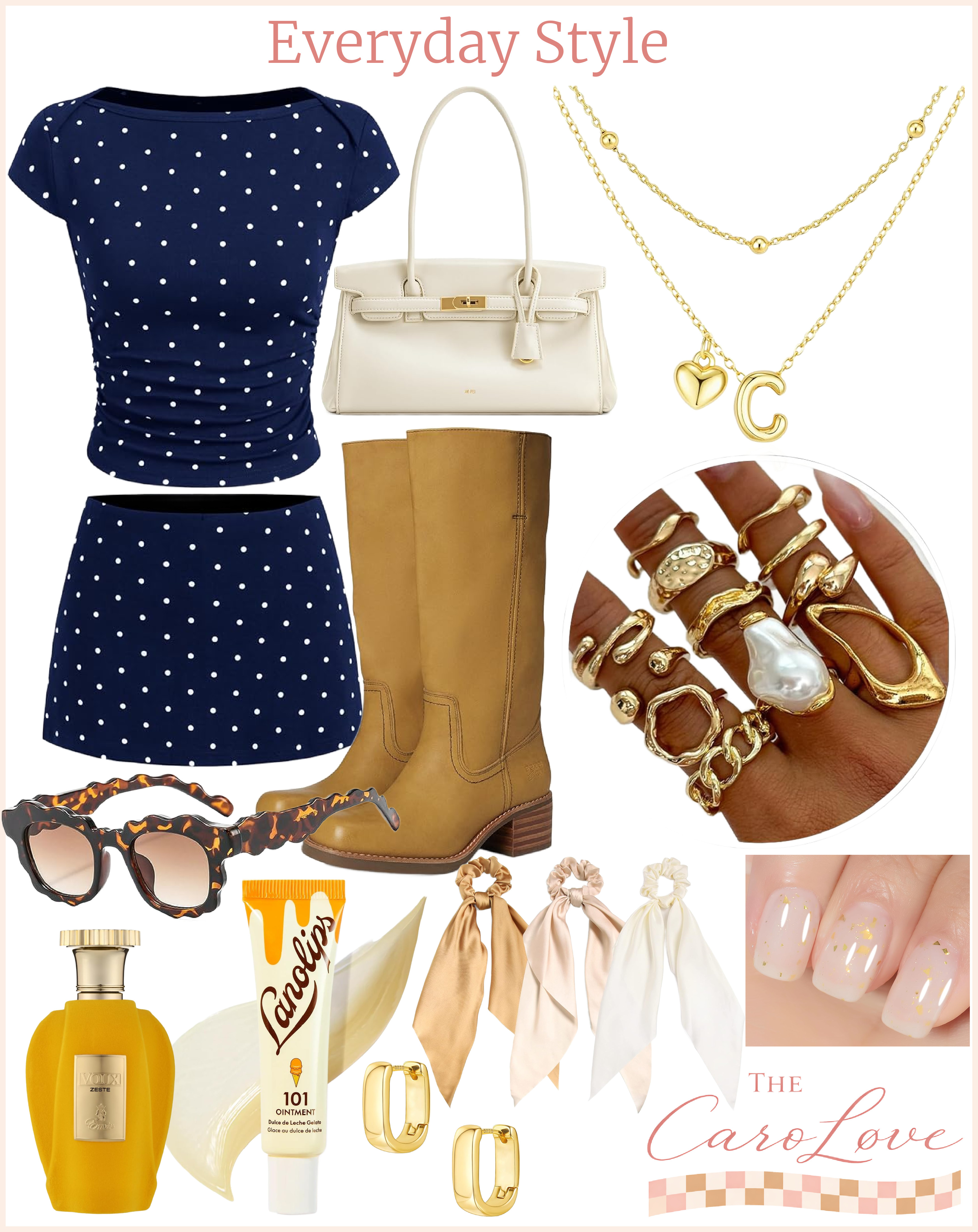 Polka dots, gold details, and the kind of outfit that makes an ordinary day feel a little more special 🤍
This ruched tee + mini skort set is effortless but intentional, grounded with Frye boots and finished with creamy neutrals, chunky gold, and a citrus-sweet scent. Proof that everyday outfits can still feel romantic.

✨ save this for when you want to feel put-together without trying too hard ✨ 

 #LTKgrwm #LTKootd #LTKMidsize