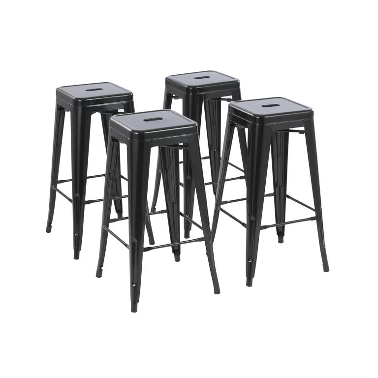 Howard 30inch Stackable Metal Barstool, Set of 4, Black Color, for Indoor and Outdoor | Walmart (US)