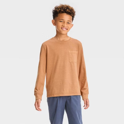 Boys' Long Sleeve Washed Solid T-Shirt - Cat & Jack™ | Target