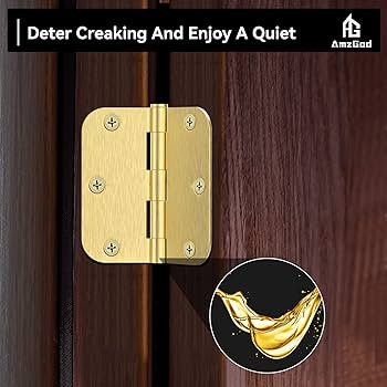 Satin Brass Door Hinges - 12 Pack Gold Door Hinges 3.5 Inch Rounded Interior Door Hinge with 5/8"... | Amazon (US)