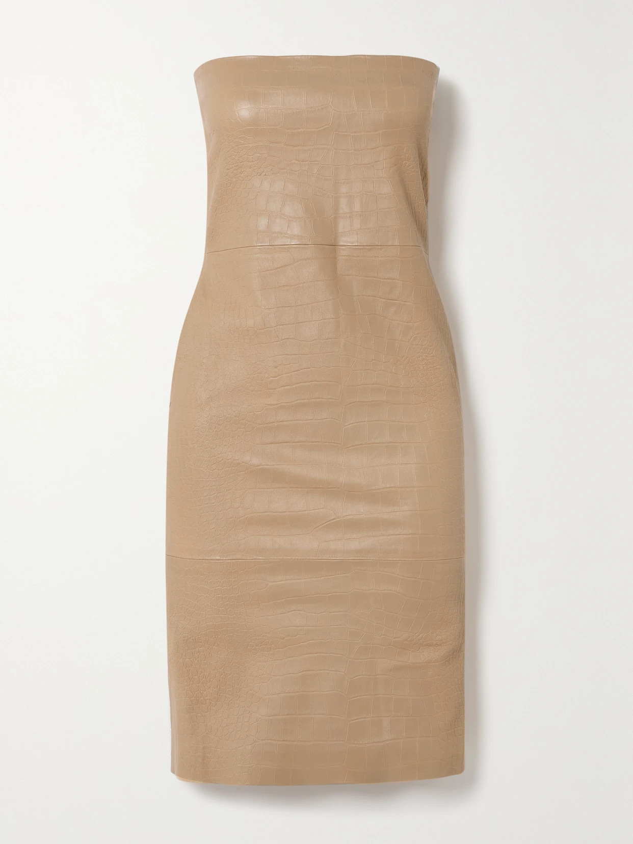 SPRWMN - Strapless Croc-effect Leather Dress - Neutrals | NET-A-PORTER (US)