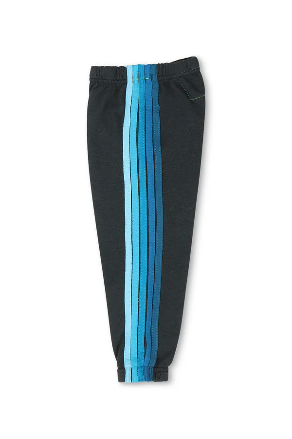 KID'S 5 STRIPE SWEATPANTS - CHARCOAL // BLUE | Aviator Nation