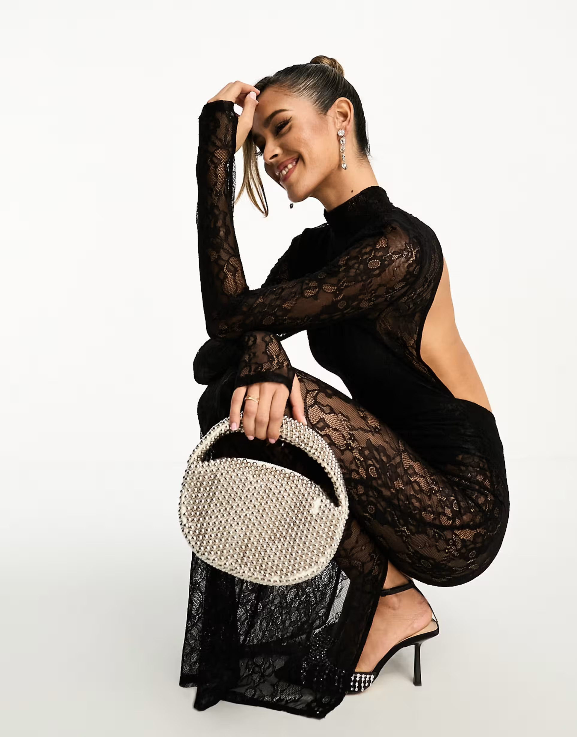 ASOS DESIGN lace overlay body maxi dress in black | ASOS (Global)