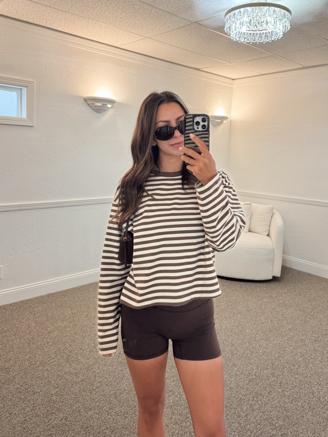 Casual pre fall outfit

Gap long sleeve striped tee- small
@abercrombie brown bike shorts- small
Celine brown oval sunglasses
Miu Miu brown pouch bag
New balance 9060 sneakers

Petite, casual, weekend outfit, brown stripe tshirt, pre fall, fall outfit

#LTKootd #LTKSeasonal #LTKPetite