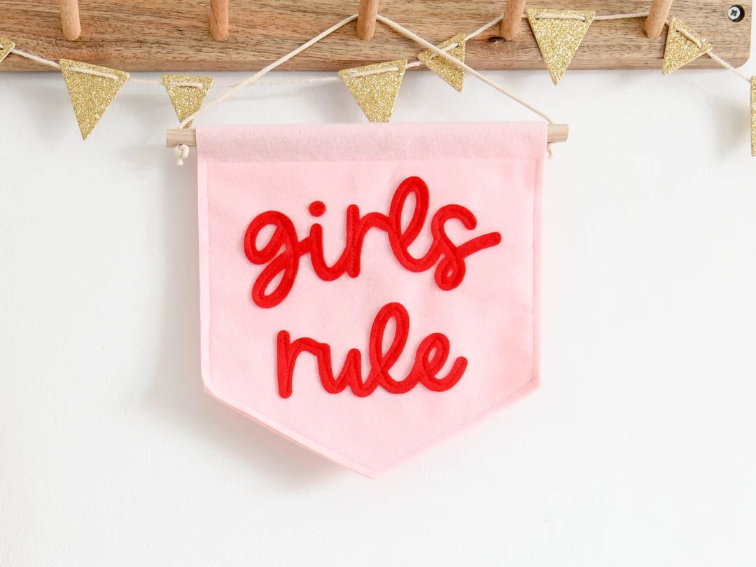 Girls Rule Mini Felt Nursery Wall Banner Girls Bedroom Decor - Etsy | Etsy (US)
