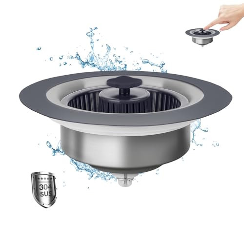 3 in 1 Kitchen Sink Drain Strainer & Stopper Kit, 304 Stainless Steel Pop-up Kitchen Drain Stopper with Strainer Basket, Fast Drainage Kitchen Sink Plug for Standard 3-1/2 Inch Drain | Amazon (US)