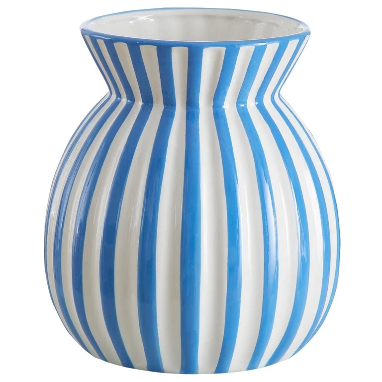Mainstays Blue and White Striped Ceramic Vase | Walmart (US)