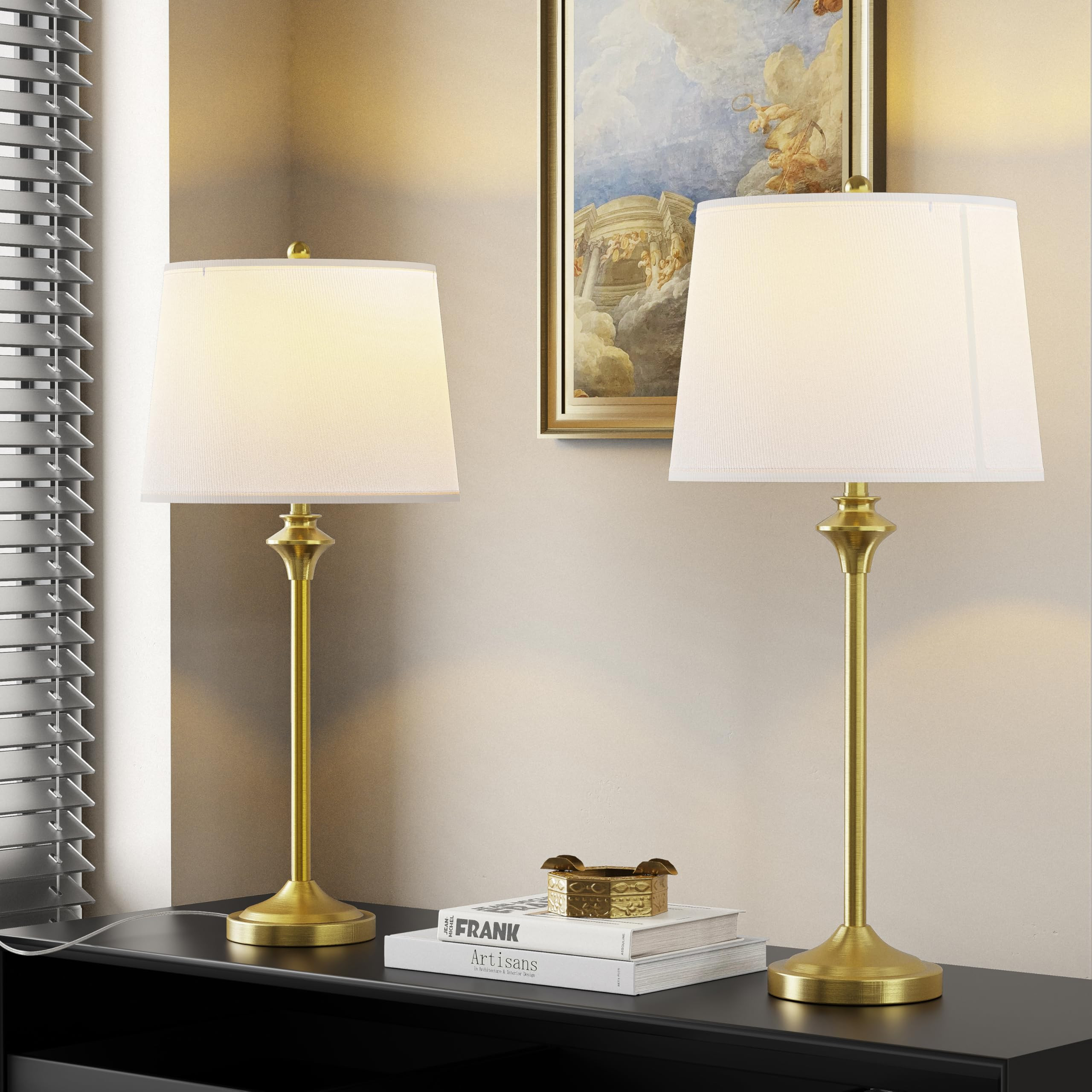 Maxax Brass Gold Table Lamps Set of 2 for Living Room, 26" Modern Buffet Lamps Gold Bedside Night... | Amazon (US)
