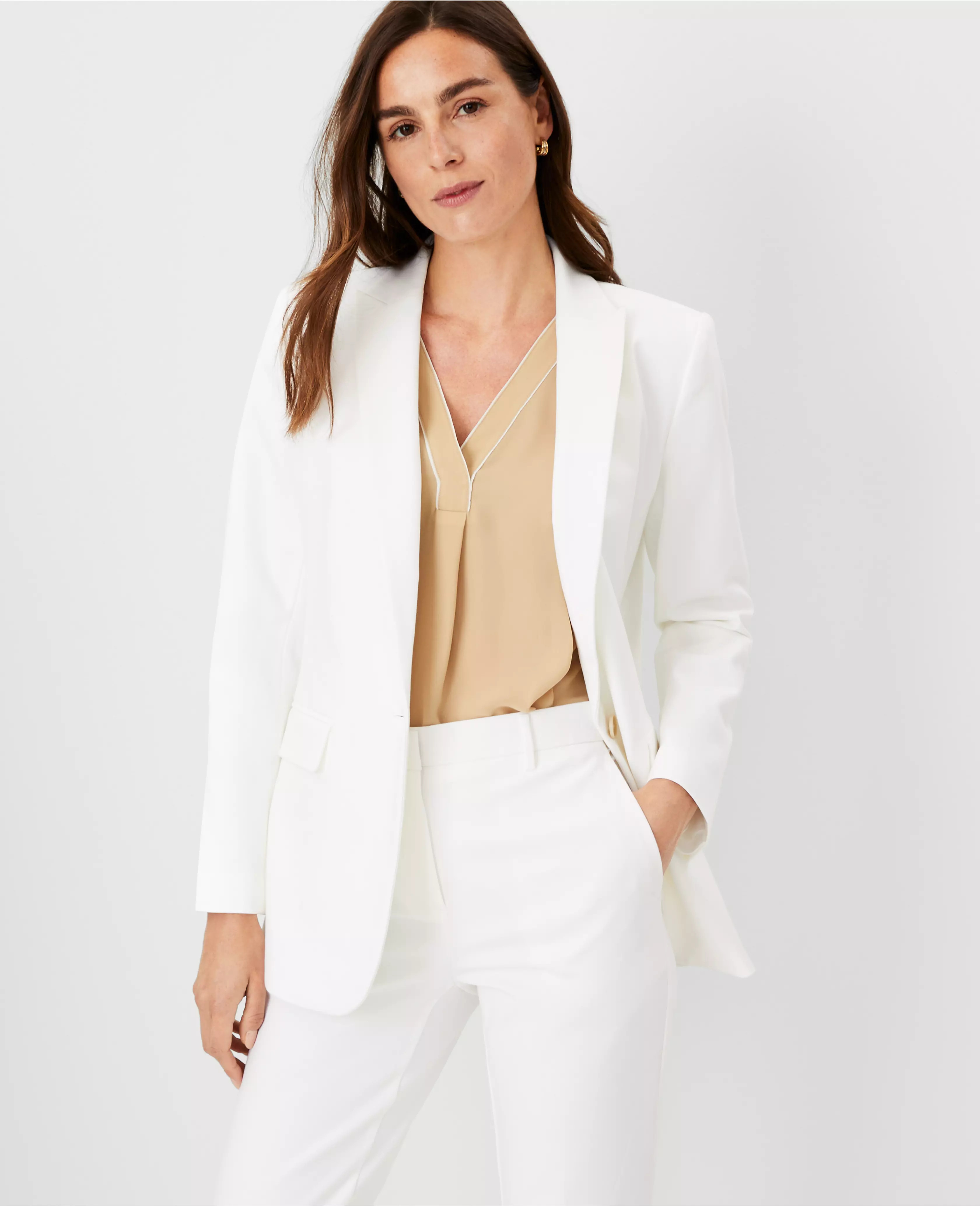 The Longline Blazer in Stretch Cotton | Ann Taylor (US)