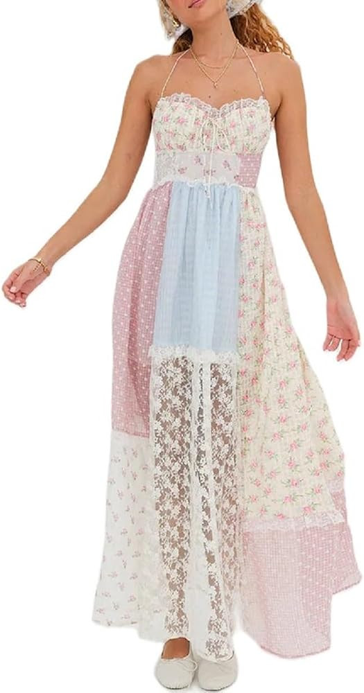 Argeousgor Women 2024 Bohemian Maxi Dress Sleeveless Embroidered Flowy Smocked Long Dress Summer ... | Amazon (US)