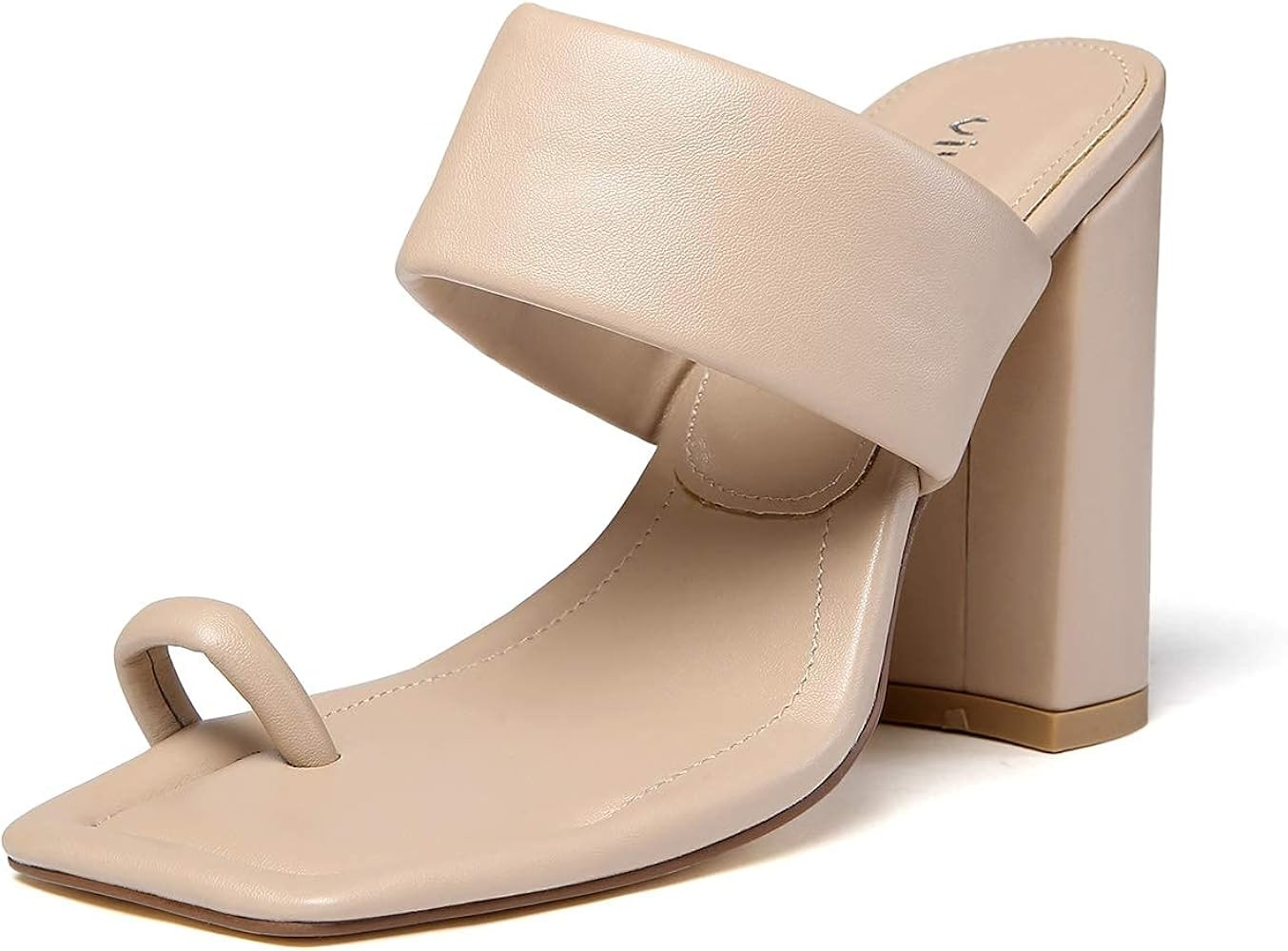 vivianly Women Toe Ring Block Heels Sandals Open Toe Heel Mules Slip on Backless Dress Shoes | Amazon (US)