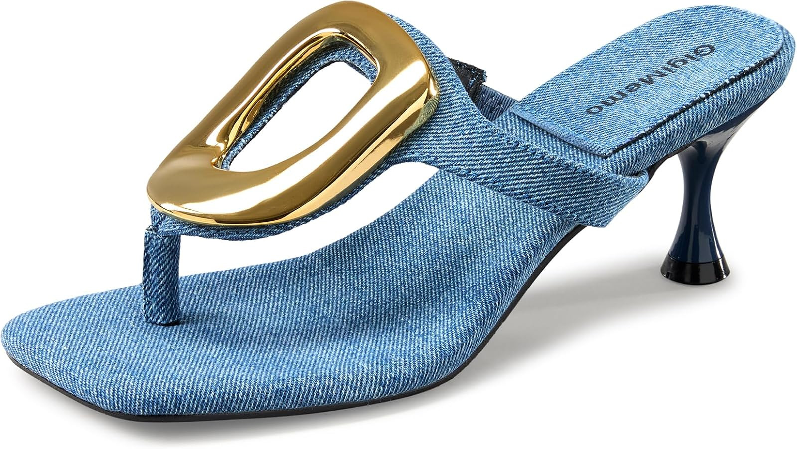 Women's Kitten Heels Sandals Gold Buckle Square Toe 1.8-2 Inch Heeled Sandals for Women Fashion D... | Amazon (US)
