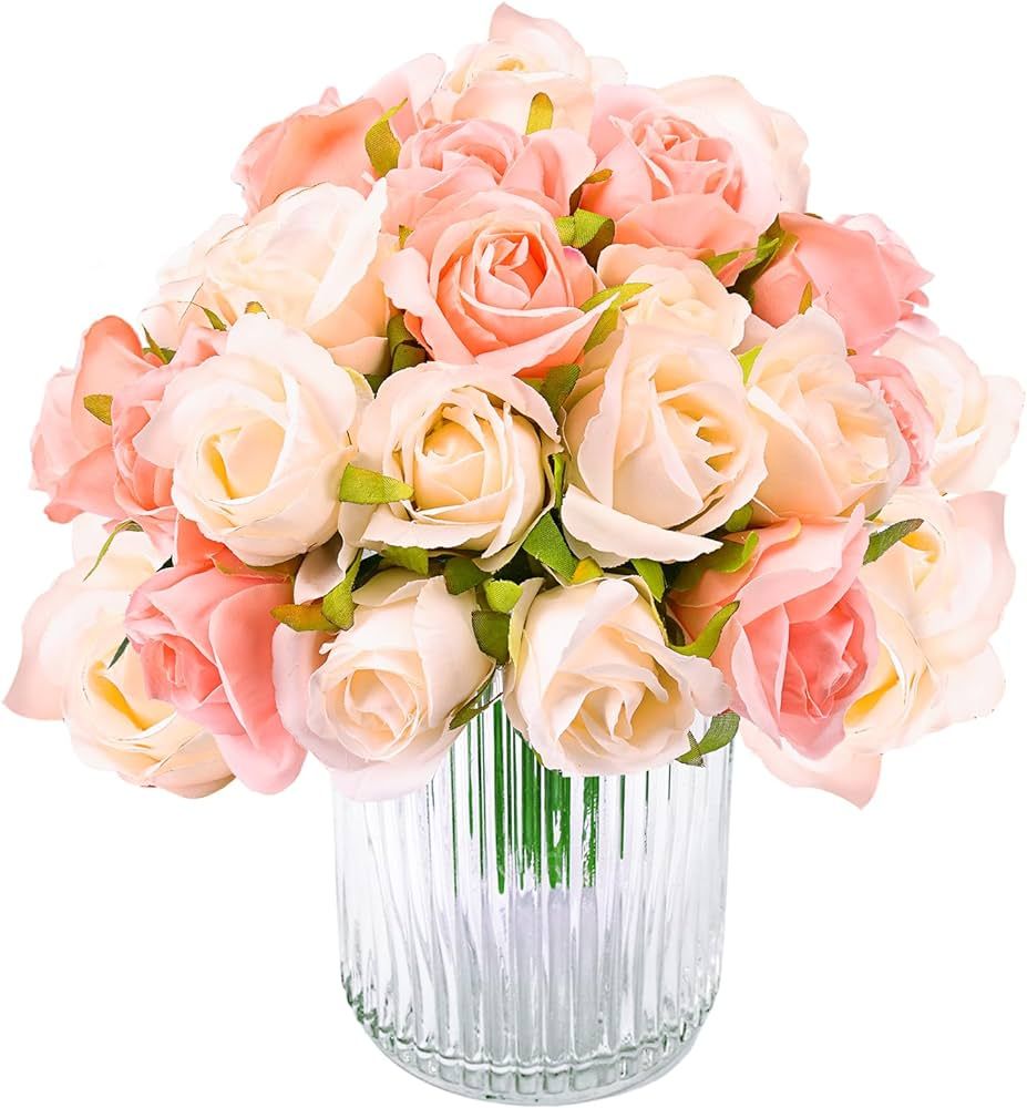 24 Heads Artificial Rose Flowers Bouquet Silk Flower Roses with Stems for Mothers Day Home Decor ... | Amazon (US)