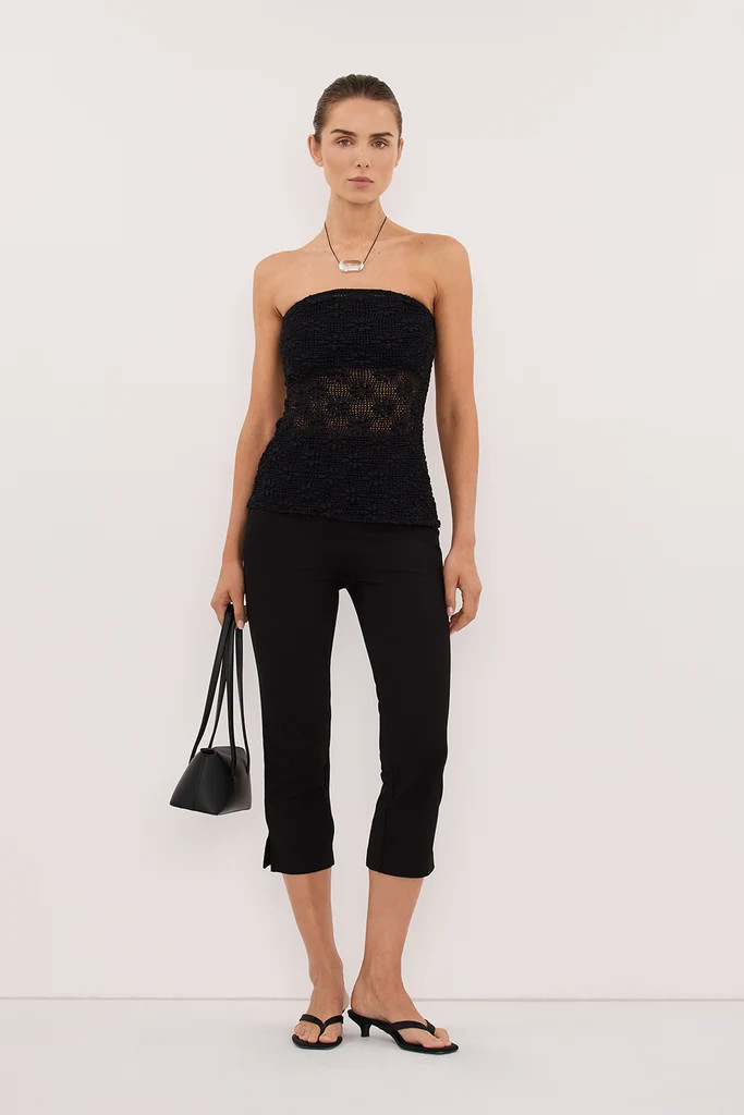 AGNES BLACK CROCHET BANDEAU TOP | DISSH