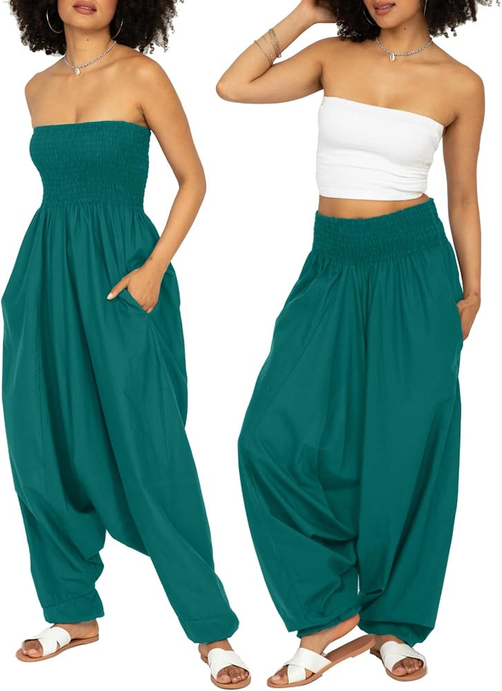 likemary Harem Pants Women Jumpsuit – 2-in-1 Strapless Romper Converts into Comfy Boho Balloon ... | Amazon (US)