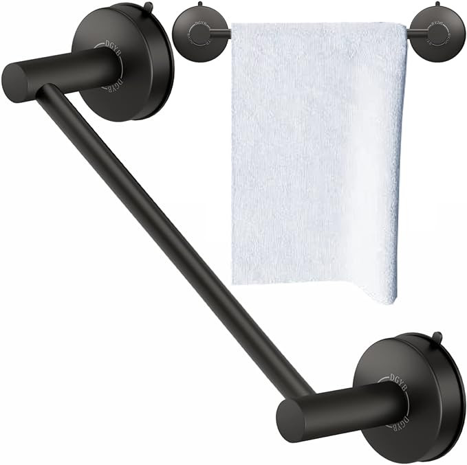 DGYB Suction Cup Towel Bar for Bathroom 17 Inch Matte Black Towel Holder Stainless Steel Premium ... | Amazon (US)