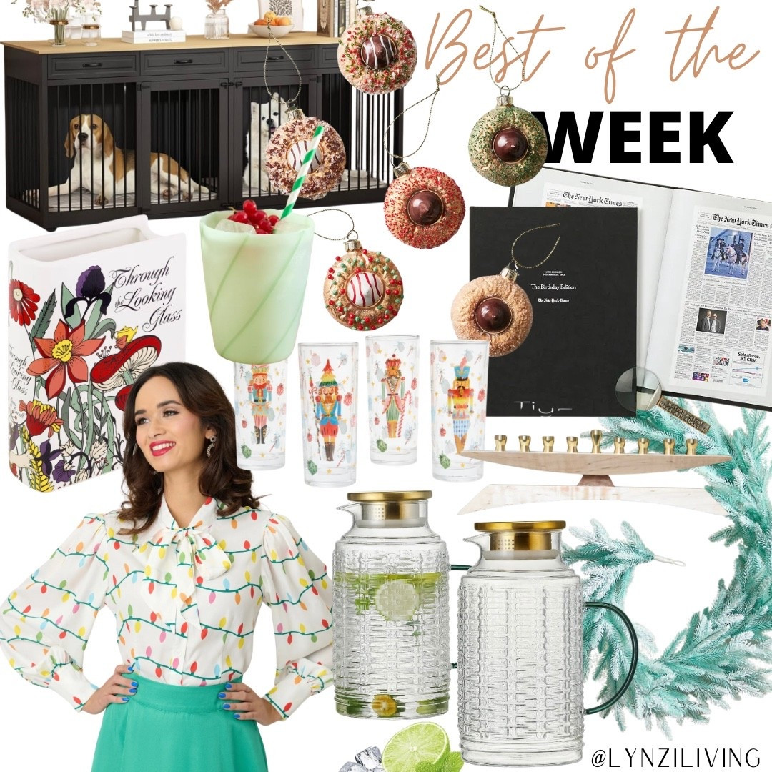 Best of the Week - the most clicked items of last week

Christmas decor, Christmas 2025, dog kennel dresser, dog accessories, Christmas ornaments, cookie ornaments, book vase, Alice in Wonderland vase, Christmas blouse, Christmas lights blouse, Christmas drinking glass, candy drinking glass, Nutcracker drinking glass, glass pitcher, fridgescaping finds, mint garland, Christmas garland, menorah, Christmas gifts

#LTKSeasonal #LTKFindsUnder100 #LTKHoliday