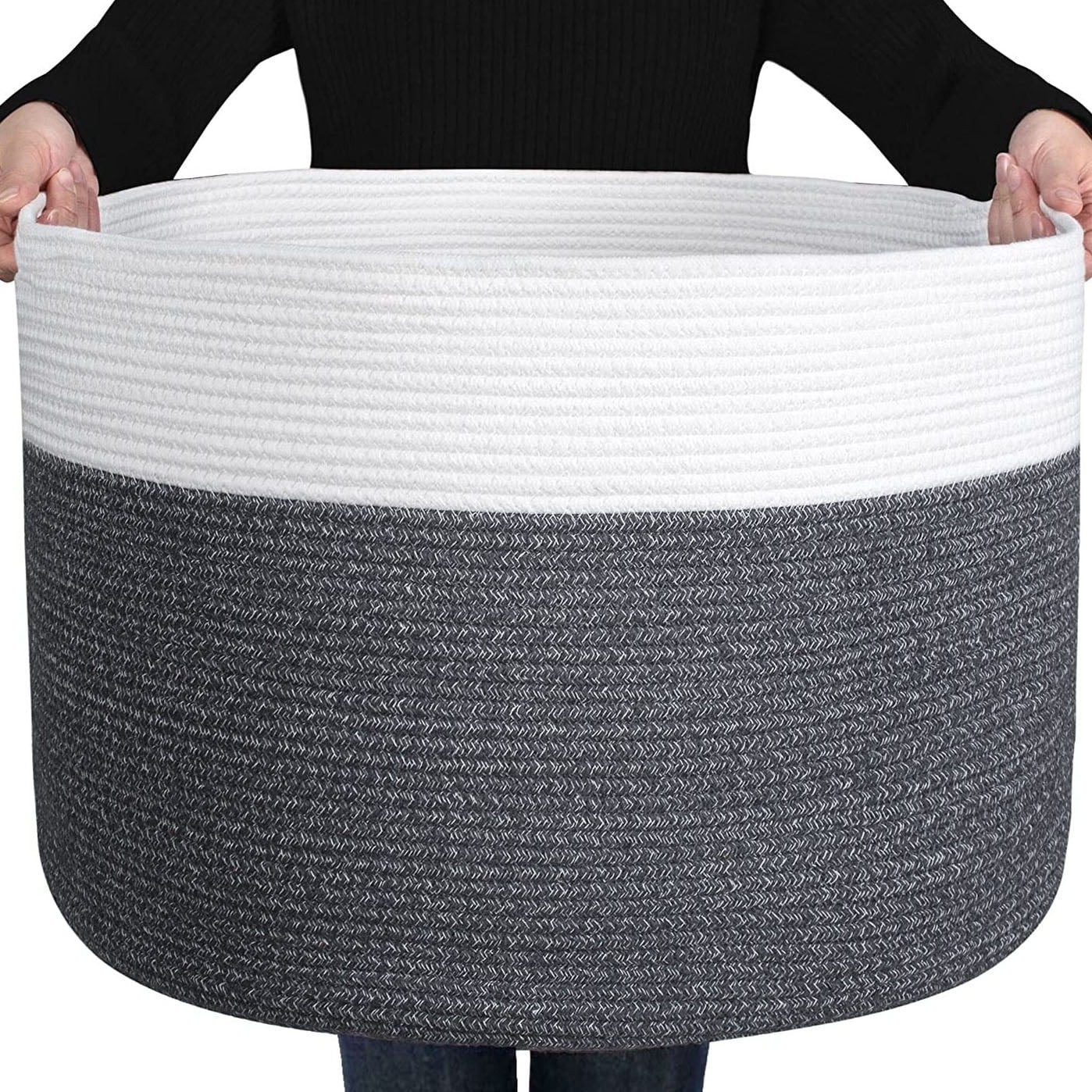 ZFITEI Extra Large Blanket Basket (21.6"x13.7") Woven Rope Baskets Laundry Basket Blanket for Liv... | Walmart (US)