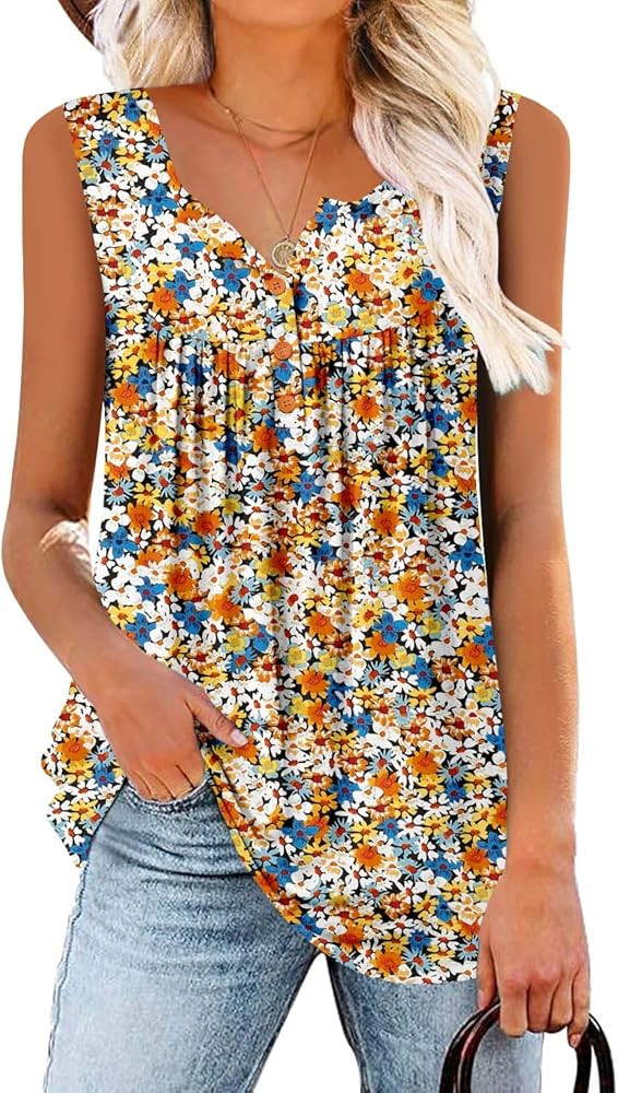 Womens Tank Tops and Short Sleeve Floral Summer Tops | Amazon (US)