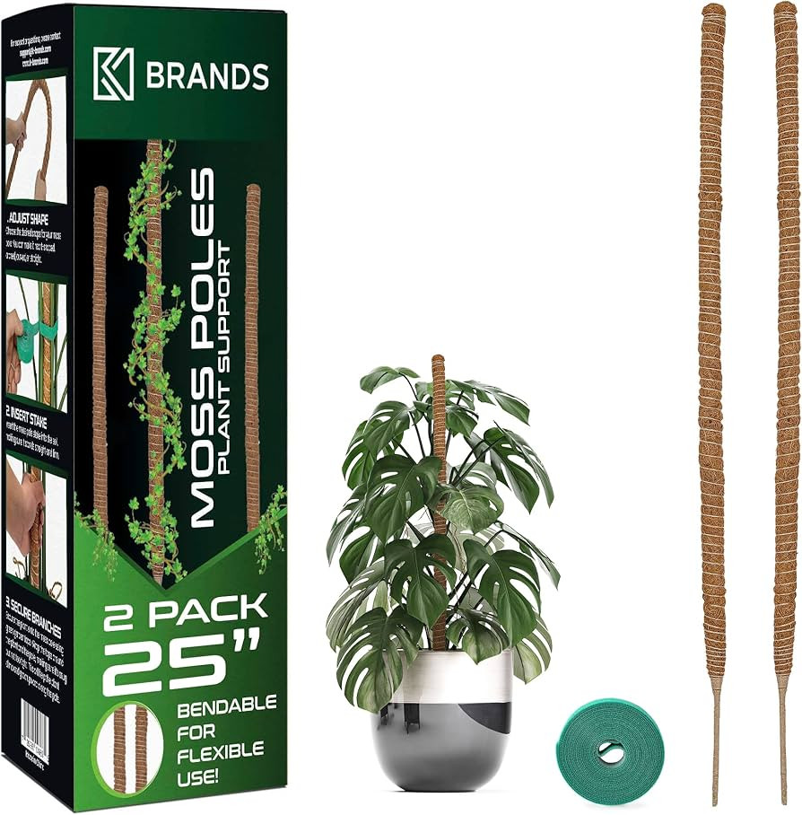 K-Brands 2 Pack Moss Pole - 25'' Monstera Plant Support - Moss Poles for Climbing Plants Monstera... | Amazon (US)