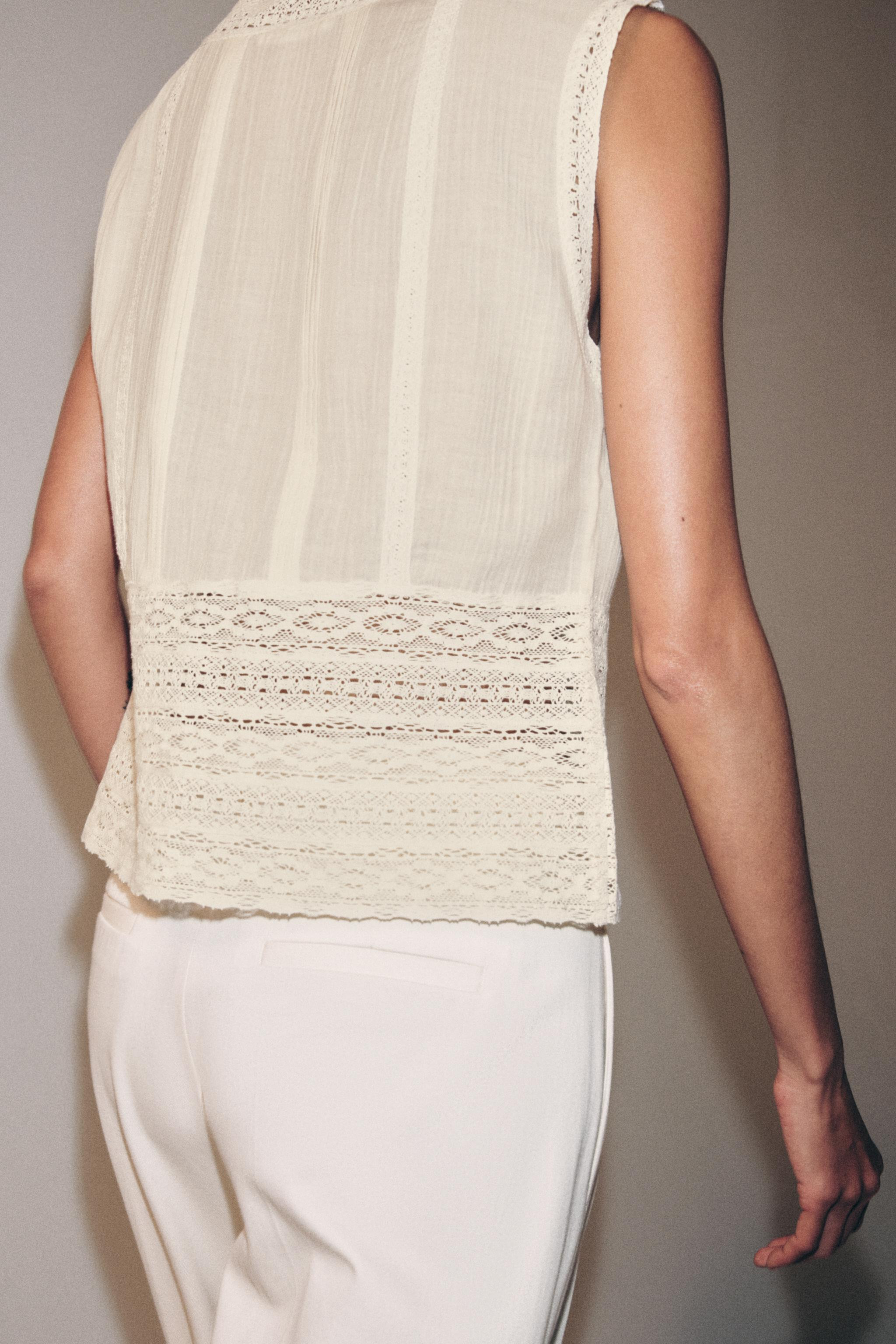 ZW COLLECTION LACE TRIM SLEEVELESS BLOUSE | Zara US