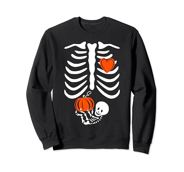Skeleton Baby Pregnant Xray Rib Cage Halloween Costume Sweatshirt | Amazon (US)