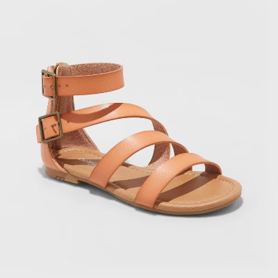 Girls' Leontine Asymmetrical Gladiator Sandals - Cat & Jack™ Tan | Target