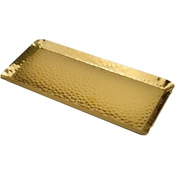 Antrader Hammered Rectangular Platter Serving Tray,Stainless Steel Decorative Storage Tray, Gold ... | Amazon (US)
