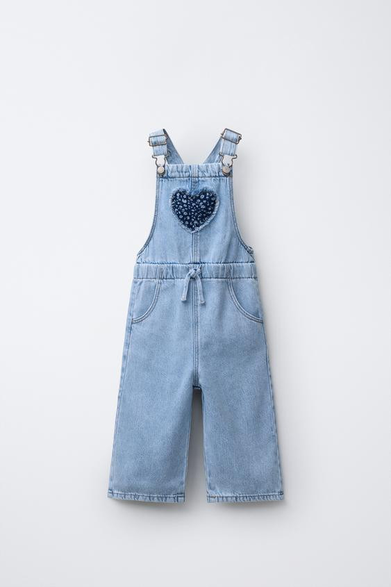 LONG DENIM OVERALLS WITH HEART PATCH | Zara US