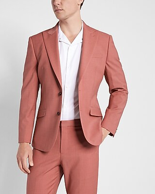 Limited Edition Slim Apricot Herringbone Wool-Blend Modern Tech Suit Jacket | Express