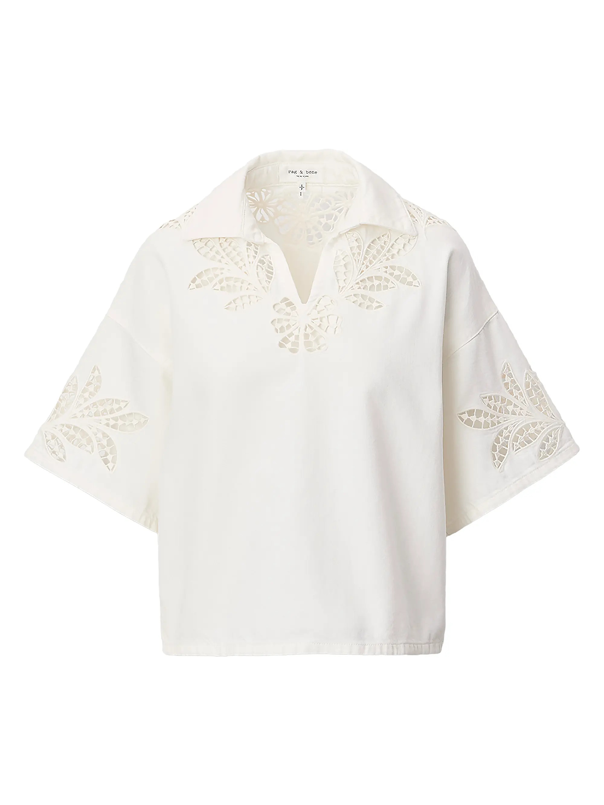 rag & bone Lucy Floral Eyelet Denim Top | Saks Fifth Avenue | Saks Fifth Avenue
