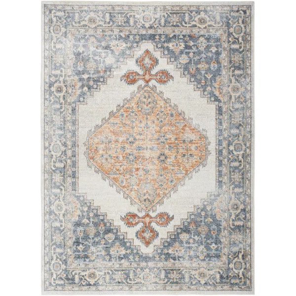 LaGuardia Machine WashablePersian Grey/Gold Area Rug | Wayfair North America