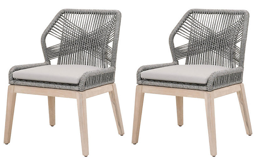 S/2 Easton Outdoor Side Chair, Platinum/Gray | One Kings Lane