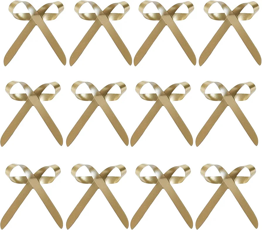 Metal Bows for Christmas Tree, 12Pcs Gold Bow Ornaments with Clip for Xmas Tree Topper, Wreaths, ... | Amazon (US)