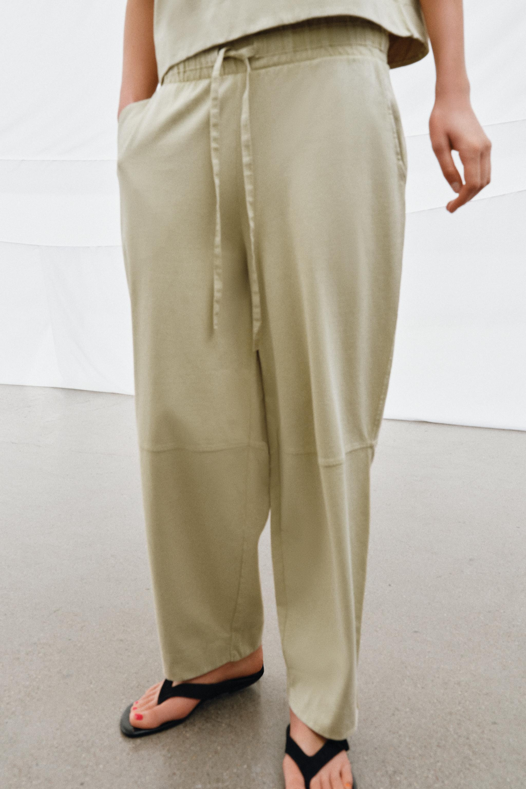 HEAVY COTTON WIDE LEG PANTS | Zara US