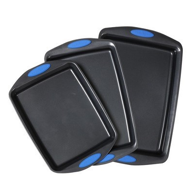 NutriChef 3-Piece Baking Pan Set - PFOA, PFOS, PTFE Free Flexible Nonstick Gray Coating Carbon Steel Bakeware - Home Kitchen Bake Cookie Sheet | Target