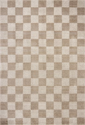 Calvin CLV-01 Pebble/Ivory Checkered Area Rug | Rugs Direct