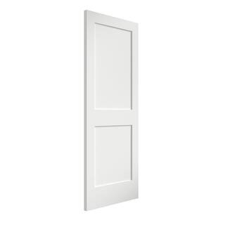 eightdoors 28 in. x 80 in. x 1-3/4 in. 2-Panel Shaker Solid Core White Primed Pine Wood Interior ... | The Home Depot