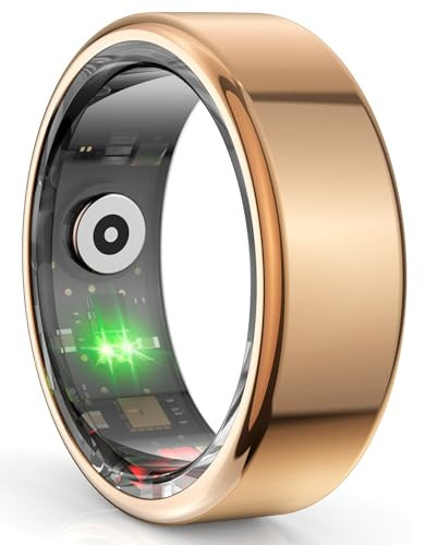 CNBRO Smart Rings for Men Women Fitness Rings Heart Rate Monitor Sleep Tracker Health Ring Pedometer Calories Step Counter Waterproof Fitness Tracker for iOS Android Phones Gold #8 | Amazon (US)