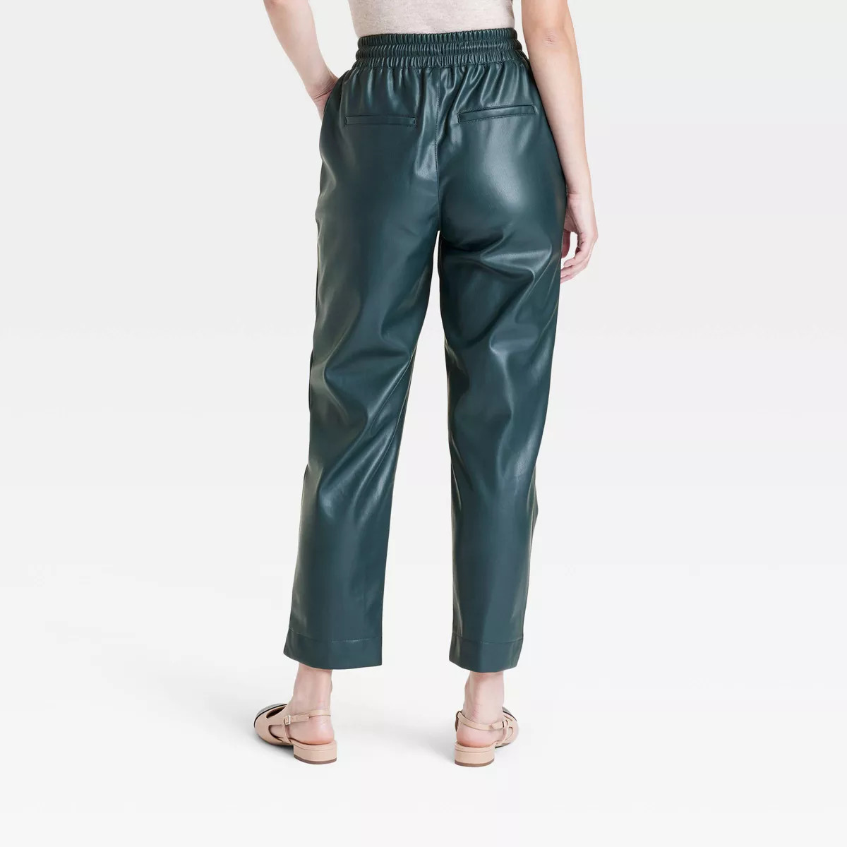 Women's High-Rise Faux Leather Tapered Ankle Pull-On Pants - A New Day™ | Target