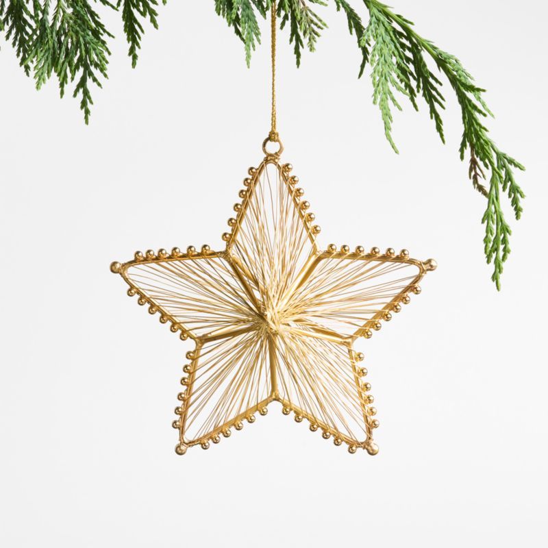 Metal Gold Star Christmas Ornament | Crate & Barrel | Crate & Barrel