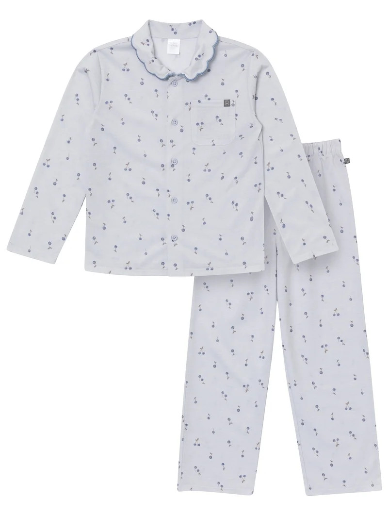 Modern Moments by Gerber Girl Coat Scalloped Collar Pajama Set, 2-Piece, Sizes 6 - 12 Kids | Walmart (US)