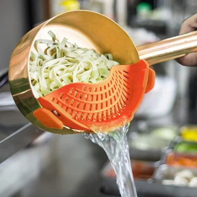 Clip On Strainer Silicone For All Pots And Pans, Pasta Strainer Clip On Food Strainer For Meat Vegetables Fruit Silicone Kitchen Colander | Wayfair North America