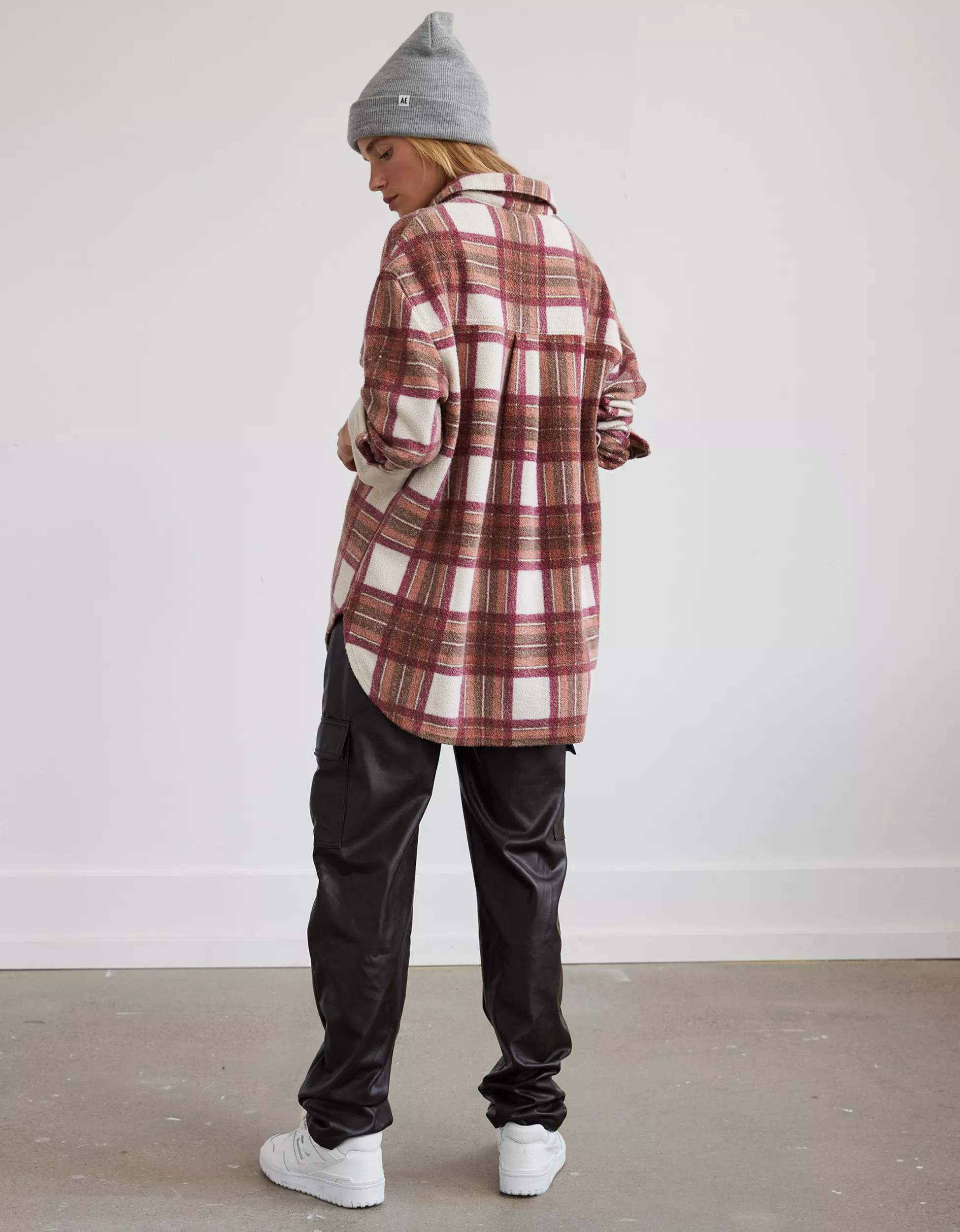 AE Oversized Plaid Fleece & Love Shacket | American Eagle Outfitters (US & CA)